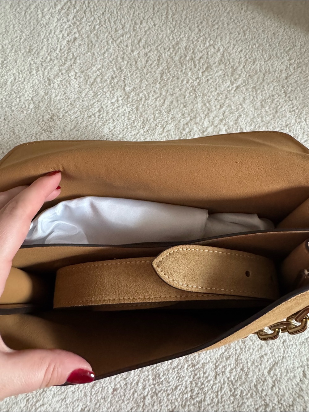 Coach Chain Tabby Shoulder Bag Sand Suede - NWOT - Picture 6 of 8